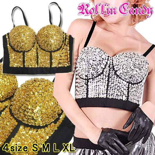 ダンス衣装・ステージ衣装に!豪華スパンコール&ビーズビスチェ