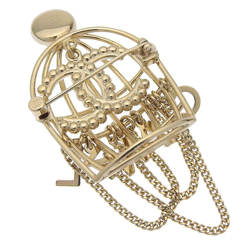 CHANEL（シャネル） ココマーク 鳥かご ブローチ GP ラインストーン