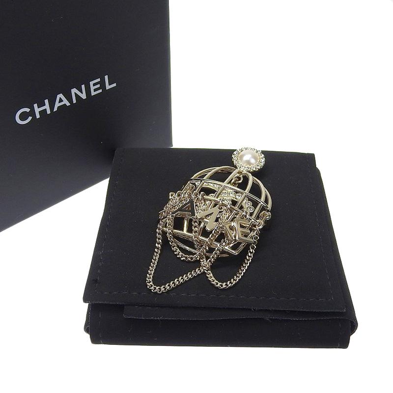 CHANEL（シャネル） ココマーク 鳥かご ブローチ GP ラインストーン