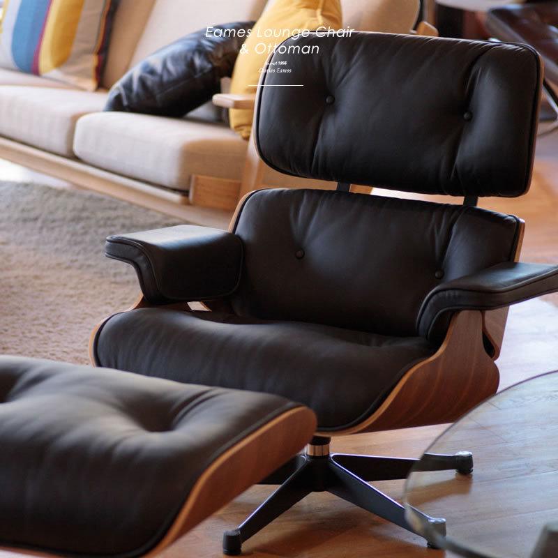 イームズ ラウンジチェア＆オットマン ブラックレザー リプロダクト