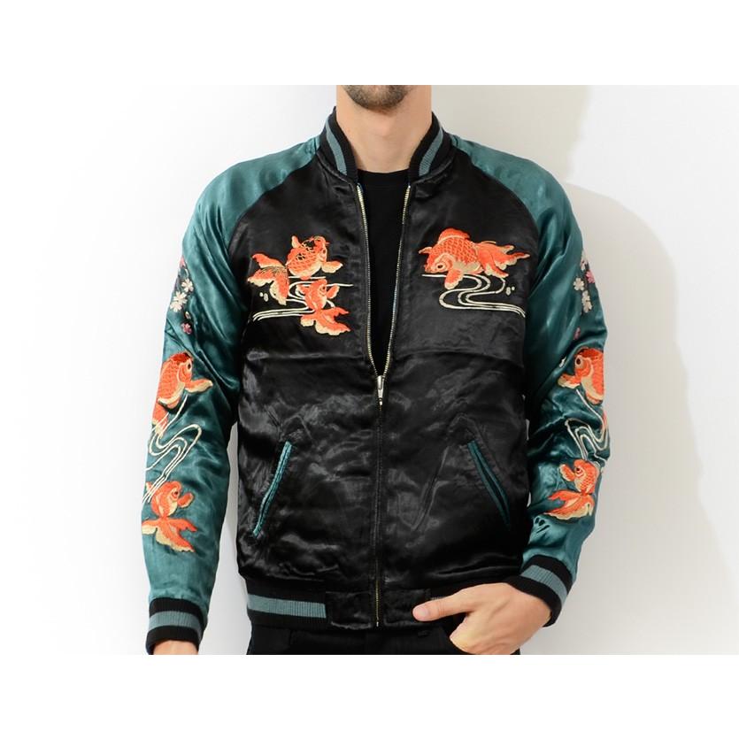 花旅楽団 スカジャン メンズ レディース ユニセックス ピンク 桜 金魚