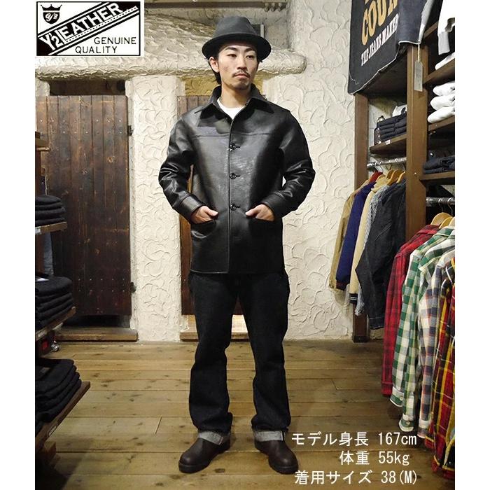 Y'2 LEATHER ワイツーレザー カーコート SHC-76 墨黒ホース ジャケット