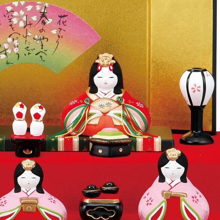 錦彩 みやび段飾り雛（三段飾り・5人飾り）ひな祭り薬師窯 陶器の