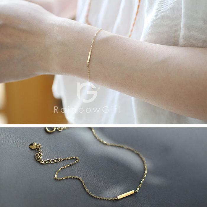 RainbowGirl ブレスレット レディース 極細 スティック チェーン 上品