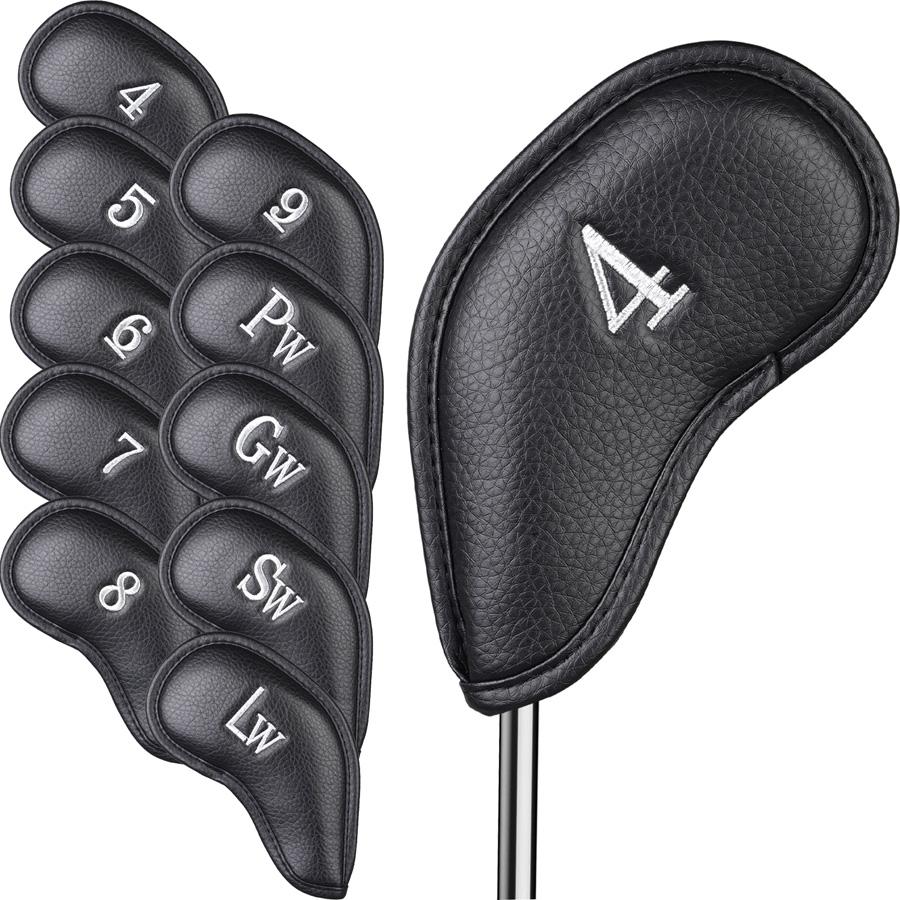 ゴルフアイアンカバー マグネット クラブヘッドカバー セット 合成皮革