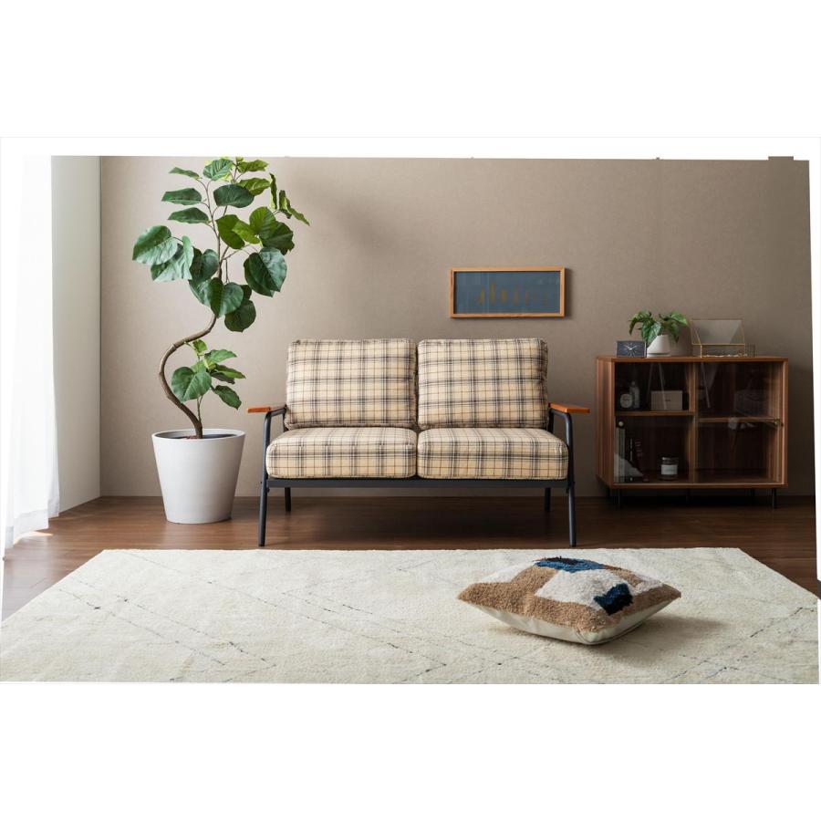 ソファー 2人掛け おしゃれ チェック柄 レトロ 北欧モダン