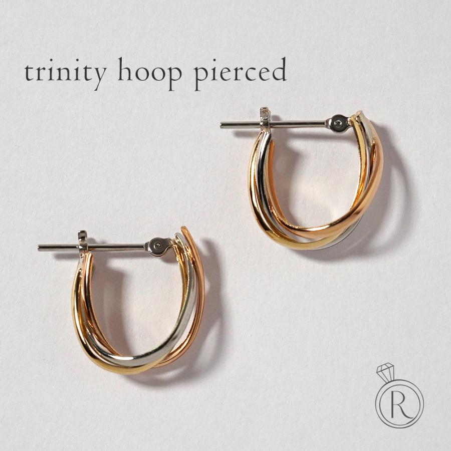 K18/Pt トリニティ フープピアス レディース 18k K18 18金 プラチナ 3