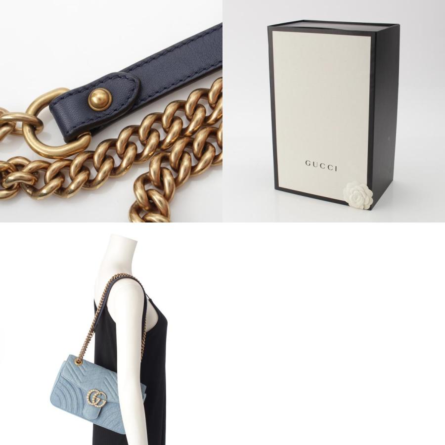 GUCCI（グッチ） GGマーモント デニム パール チェーン ショルダー