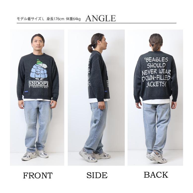 SEQUENZ スヌーピー ジャガード セーター ニット クルーネック メンズ