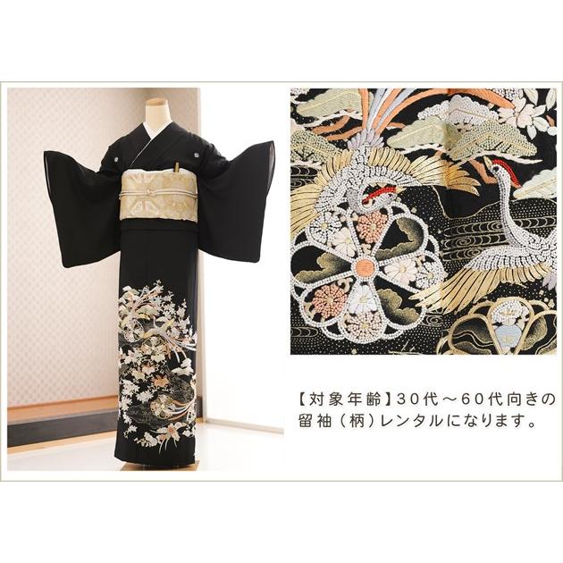 留袖レンタル 特選手刺繍 ts253 黒留袖 結婚式 母親 フルセット 留め袖