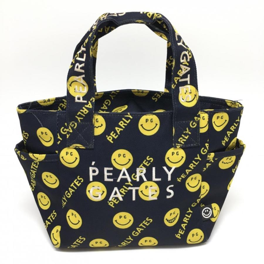 パーリーゲイツ カートバッグ ネイビー×イエロー ニコちゃん総柄
