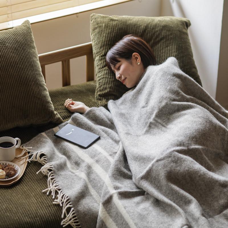 ウール ブランケット Silkeborg ダナーヤ ボーダー 130×200 グレー