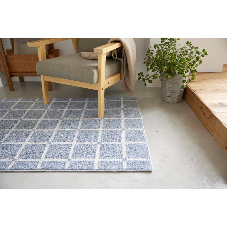 日本製 ラグ 90×130cm 滑り止め オセロ チェック柄 カラーライン