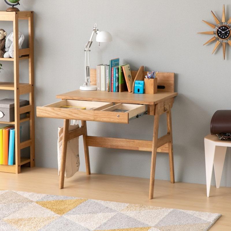 一生紀 学習デスク 引き出し付 幅80cm コンセント付 木製 ブック