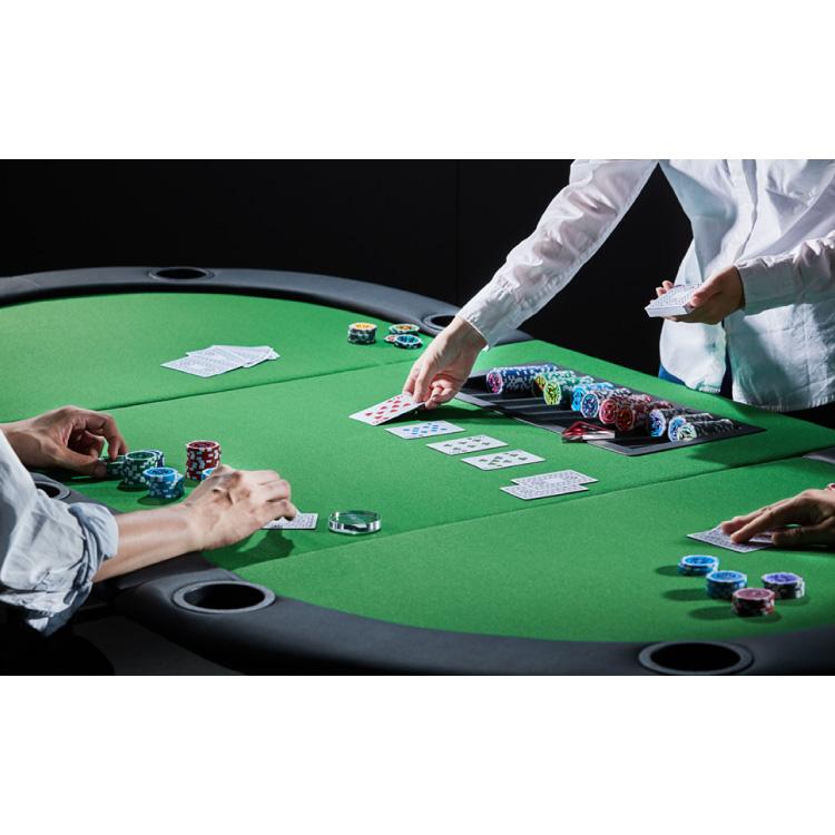 vidaXL 9人用折りたたみポーカーテーブル 3つ折り 楕円型 グリーン家具