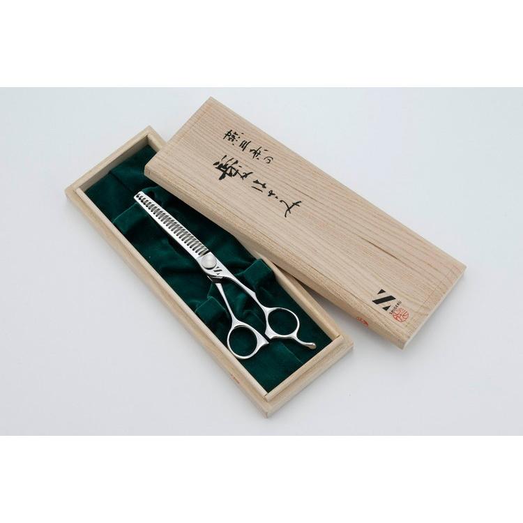 燕三条の髪はさみ シゲル工業 美容師のスキばさみ 16.4cm 桐箱入り