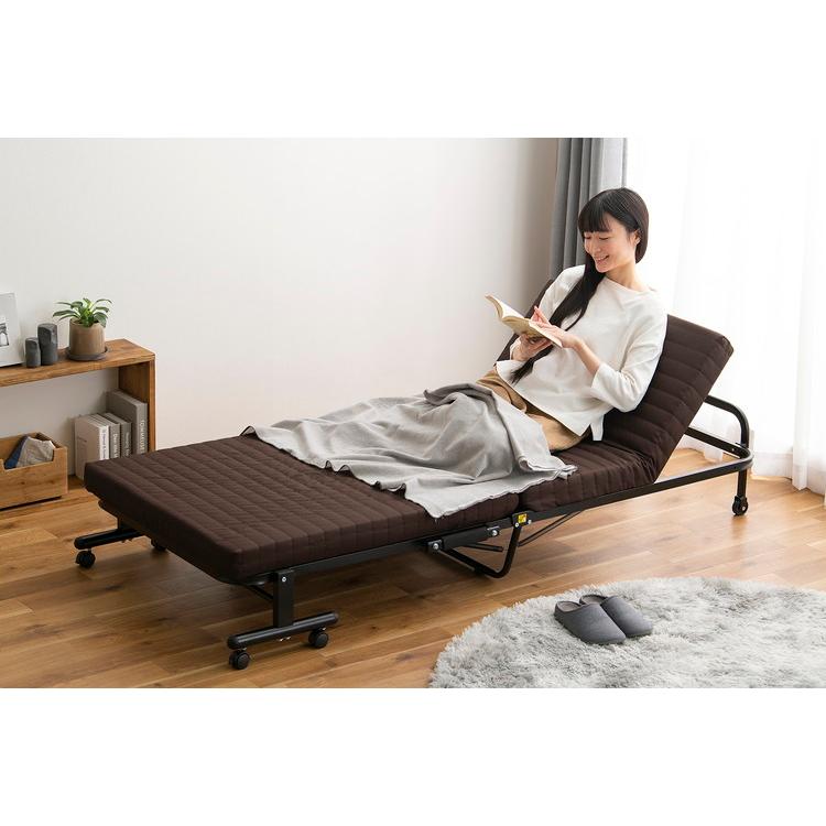 アイリスオーヤマ 折りたたみベッド シングル コンパクト