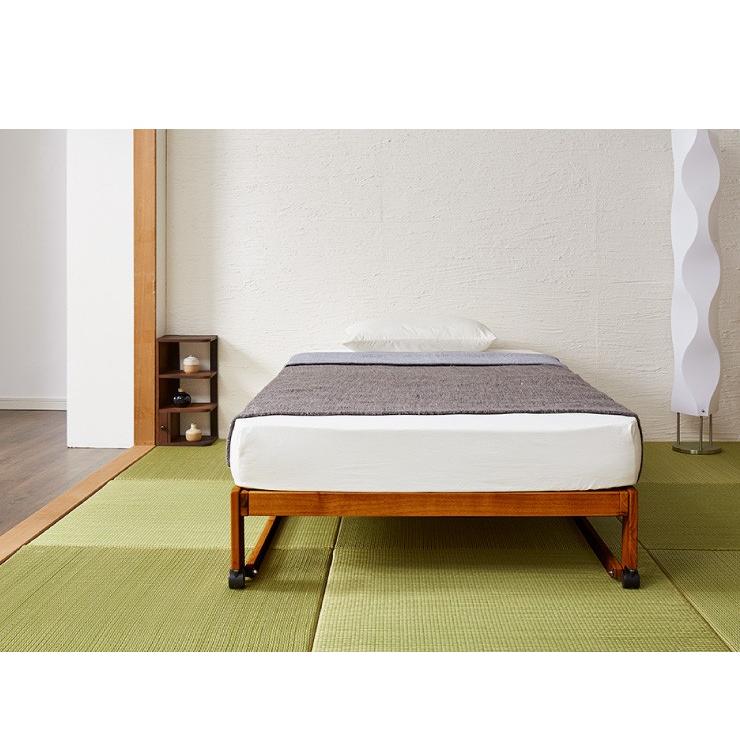 中居木工 日本製 折りたたみ すのこ ベッド ひのき ロータイプ