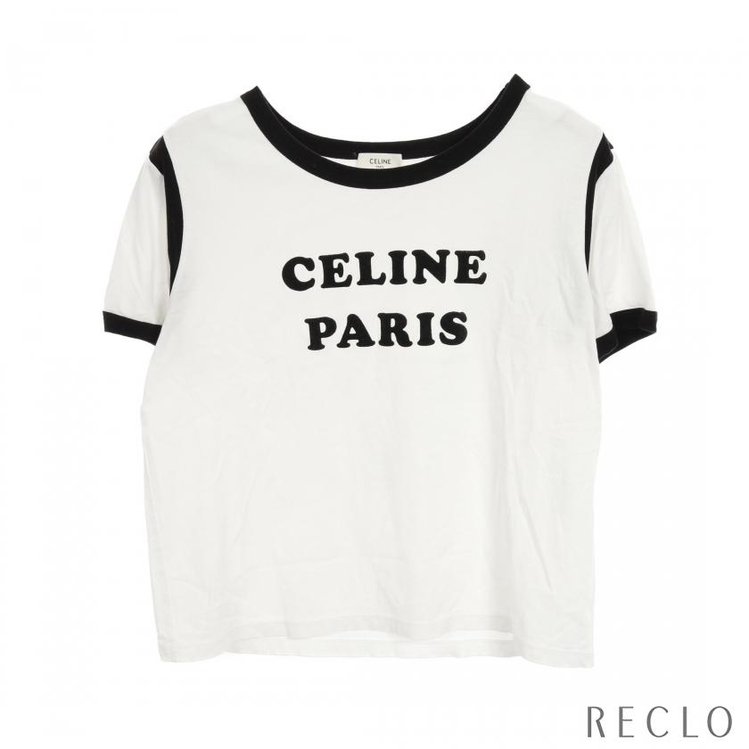 セリーヌ CELINE ボクシー Tシャツ ロゴプリント コットン ホワイト