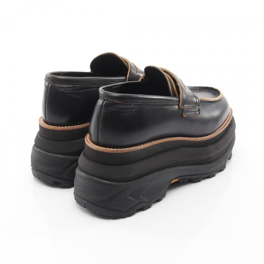 サカイ sacai プラットフォーム コイン ローファー レザー ブラック