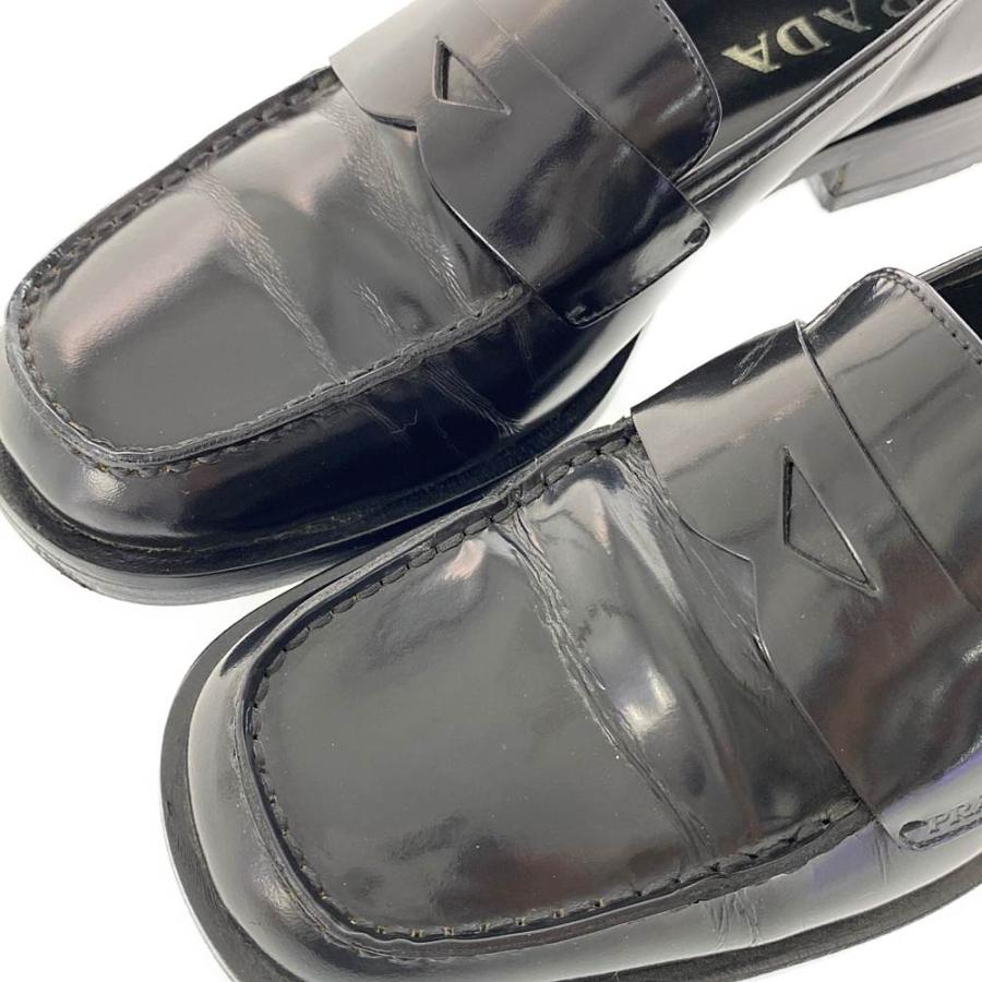 PRADA（プラダ） スクエアトゥ・レザーコインローファー 靴/37