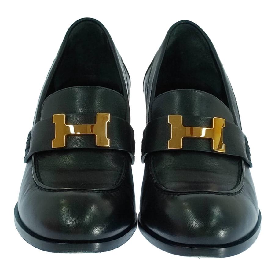 HERMES（エルメス） モカシンパリ・Hロゴ ゴールド金具 ローファー 靴