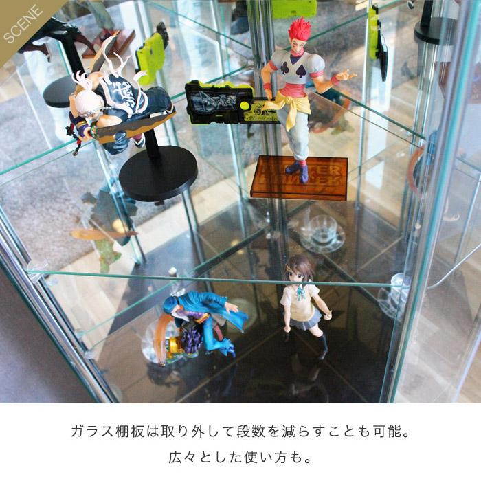 フィギュアケース ガラス コレクションケース 4段 コーナー 背面