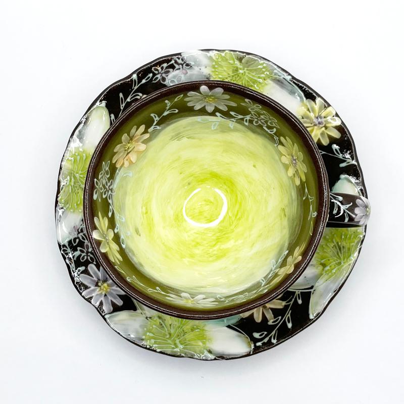 工房ゆずりは カップ＆ソーサー 白絵花 瀬戸焼 花柄 優しい感性 女性