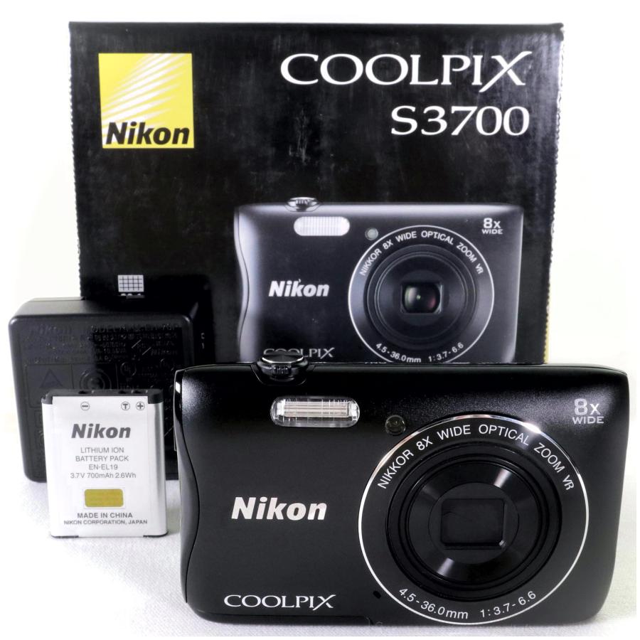 極上美品》 NIKON COOLPIX S3700 ブラック 中古カメラ コンパクト