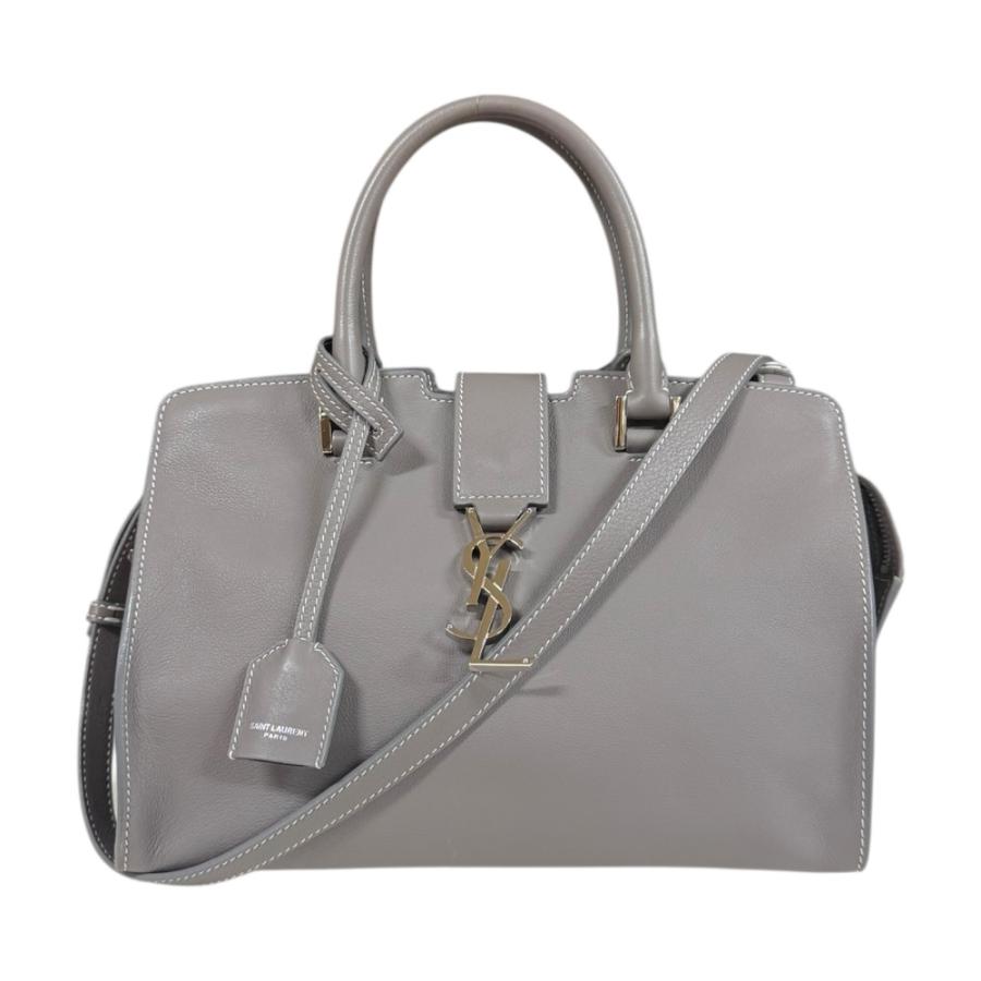 サンローラン ベイビーカバス ショルダーバッグ レザー 424868 グレー