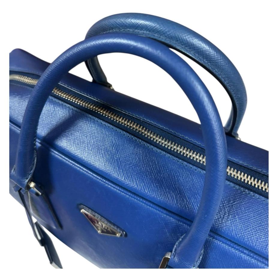 PRADA（プラダ） サフィアーノ ビジネスバッグ レザー ブルー メンズ