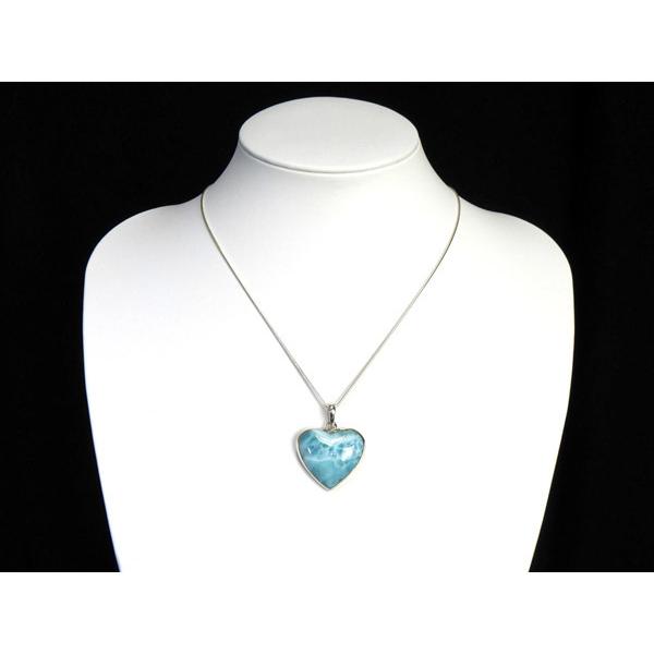 ラリマー ハート形ペンダントトップ ドミニカ共和国産 天然石