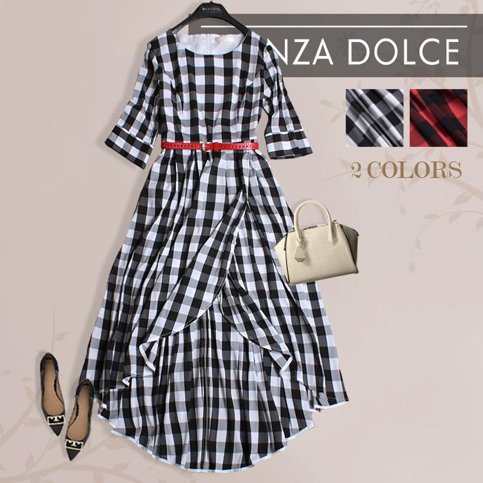 SALE／大幅値下げ！ワンピース レディース ロング チェック ギンガム