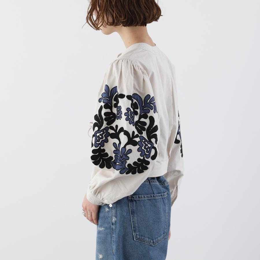 sara mallika（サラ マリカ） シャツブルゾン Cotton Linen Patchwork