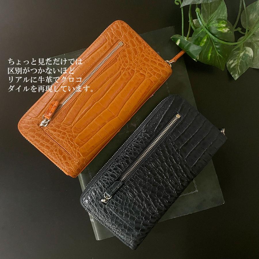 爆買WEEKセール ワニ革 長財布 カイマンワニ×牛革型押し 本革 財布