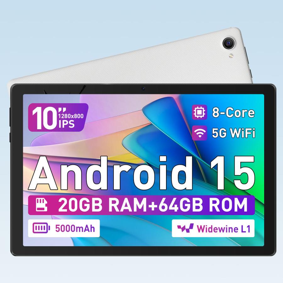 タブレット 10インチ Android15 Wi-Fiモデル20GB+64GB+1TB拡張