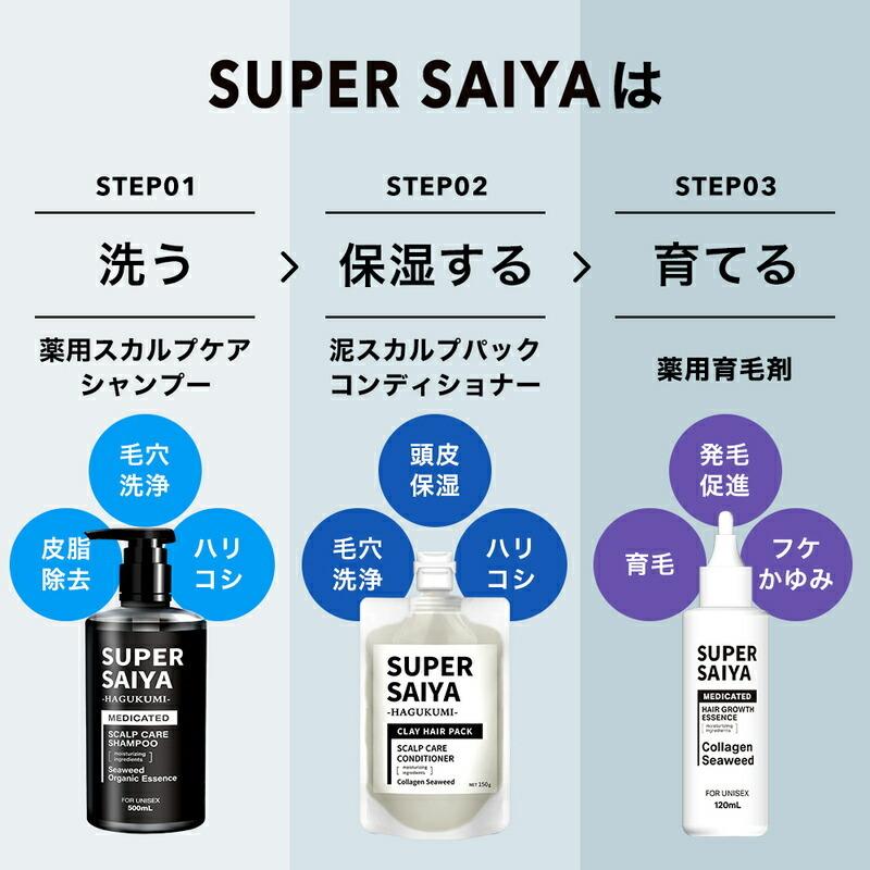 SUPER SAIYA シャンプー メンズ スカルプシャンプー 500ml 泥パック