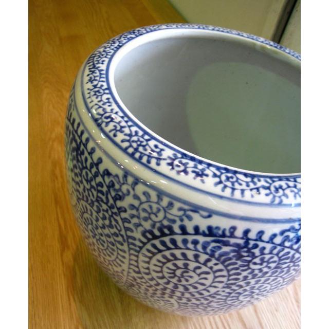 深火鉢 唐草柄 めだか アンティーク 水鉢 陶器 6号 : 手づくり家具