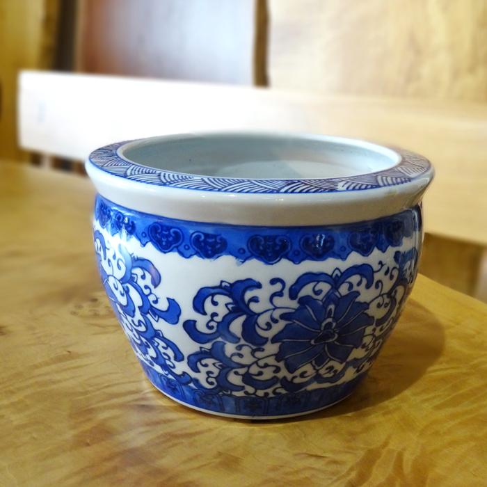 水鉢 洋連 陶器 シノワズリ オリエンタル ジャポニズム 睡蓮鉢 金魚鉢