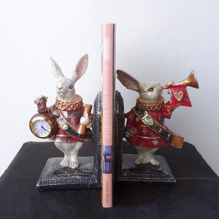 ブックエンド ブックスタンド うさぎ ウサギ 兎 アリス トランプ