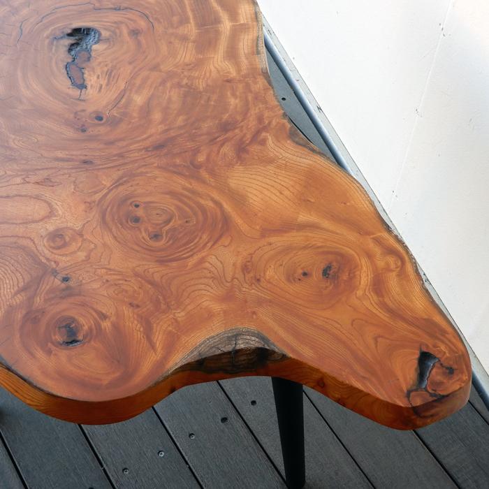 欅 けやき ケヤキ 一枚板 黒脚 サイドテーブル コーヒーテーブル