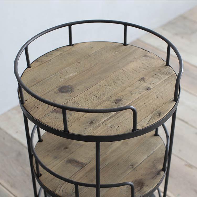 ワゴン カートワゴン カート 移動式 無垢 木製 アイアン ビンテージ風