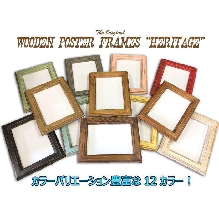 天然無垢材 アンティーク調 木製フォトフレーム ポスターフレーム 額縁