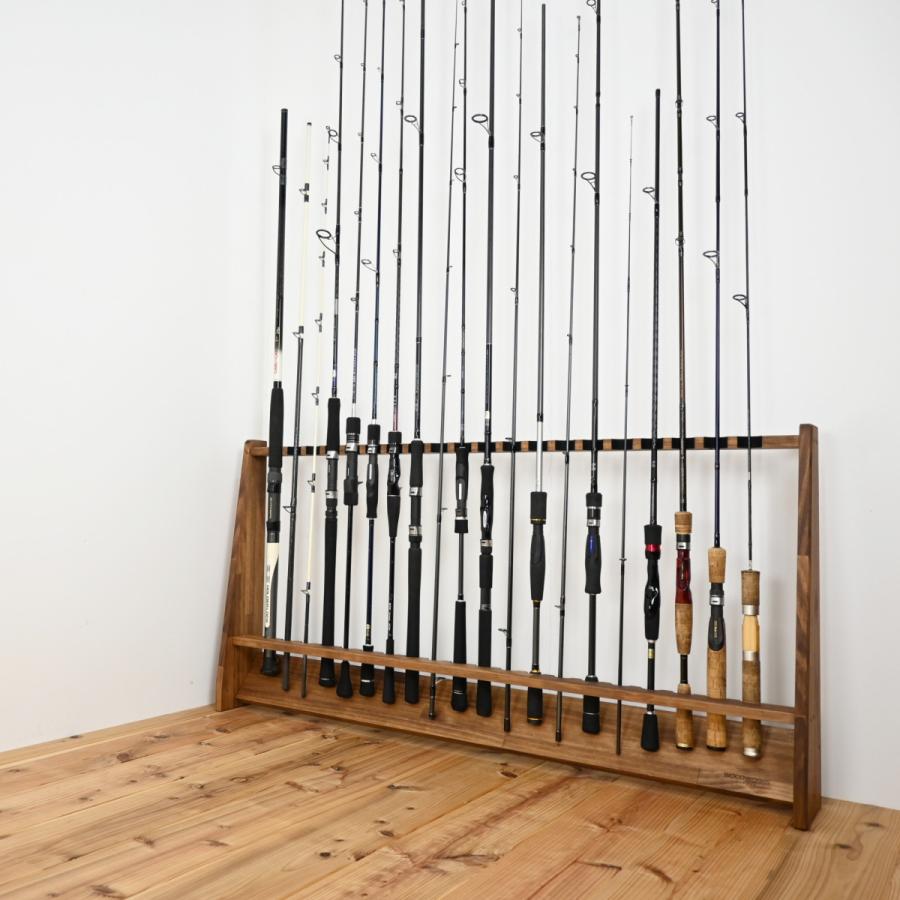 WOODWORKS ロッドスタンド 20本掛 (色：ブラウン) 木製 日本製 片面