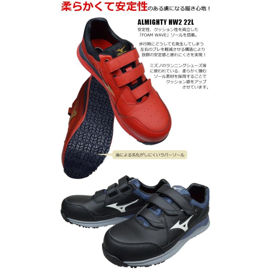 オールマイティ 安全靴 ミズノ MIZUNO ALMIGHTY HW2 22L F1GA2401