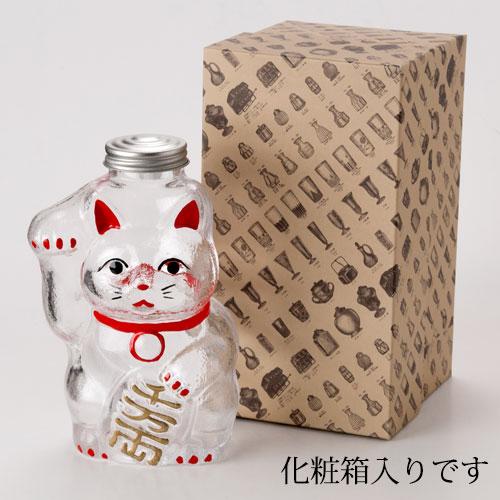 廣田硝子 招き猫 菓子ビン 小 レトロ感ある懐かしのガラス瓶