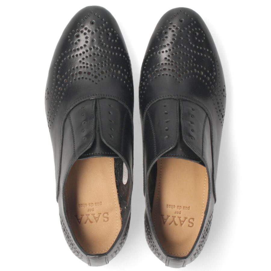 SAYA（サヤ） スリッポン レディース 黒 本革 マニッシュ 革靴 SAYA