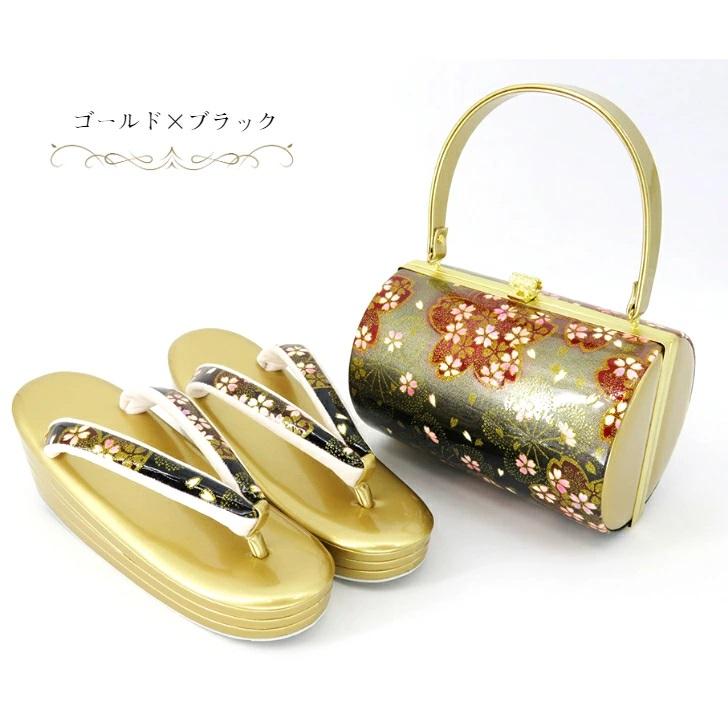 振袖用 草履バッグセット New桜柄 厚底草履 ハイヒールぞうり 筒型