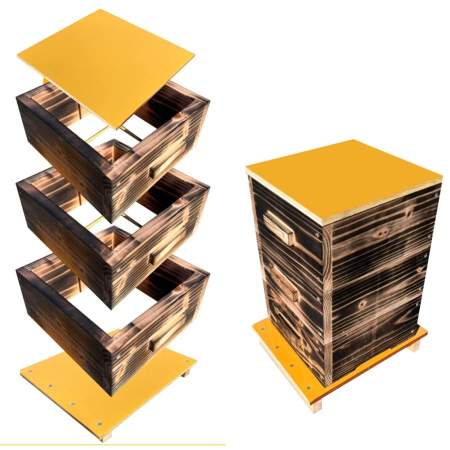 ニホンミツバチ 重箱式巣箱 営巣用巣箱2段 板厚3cm ニホンミツバチ