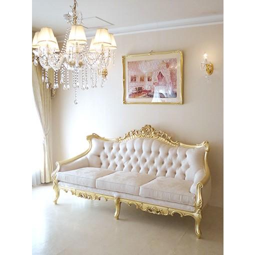 輸入 オーダー家具 ロココ調ソファ ヴィクトリアンスタイル 3シーター